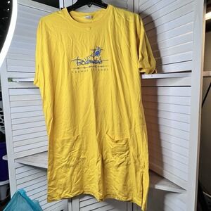 Vtg Dady Boatwalla's Beach Cayman Islands Womens T-shirt Dress OS Yellow Pockets